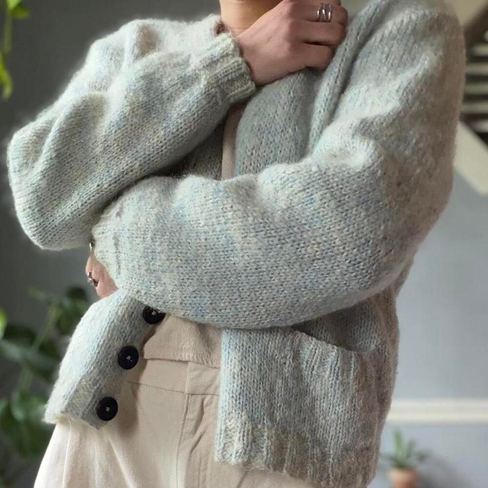 Handmade wool marled knit cardigan (S/M)